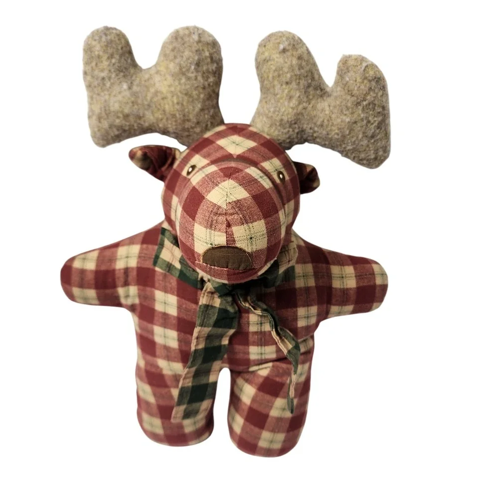 Vintage Pier‎ One Rustic Moose Ornament Decor Fabric Christmas Plus